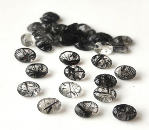 Piedras Preciosas Sueltas de Rutilo Negro Natural, Corte Ovalado Facetado, con Juego de Color, 4x6mm-8x10mm, para Fabricación de Joyería, Venta al Por Mayor - Product Image 2