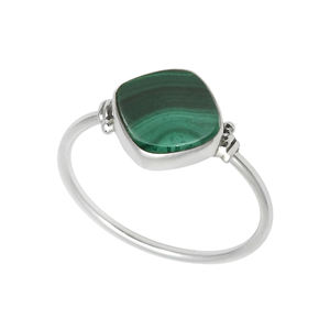 Bague en forme de coussin en argent sterling 925 avec pierre précieuse de malachite naturelle pour femme fille bijoux faits à la main fournisseur à prix d'usine direct - Product Image 4