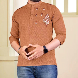 Nueva Kurta de Diseñador para Hombre, Estilo Corto, Ropa Étnica para Adultos, para Fiestas y Ocasiones Tradicionales, Ajuste Personalizado, Elegante, Estilo Indio Pakistaní - Product Image 1