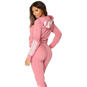 Custom Women's Fashion Track Suits Eco friendly Hooded Jogging Sweat Suits with Logo Ladies Sports Wear Hoodies <b>Sweatpants</b> <b>Set</b> - Product Image 5