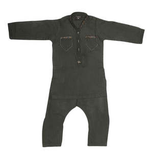 Shalwar Kameez Bordado para Niños - Verde Oliva - Product Image 4