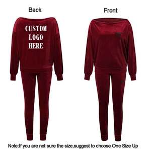 New style deep neck women stylish tracksuits <b>sets</b> in smooth velvet velour fabric silky smooth shirts with oversized <b>pajamas</b> - Product Image 5