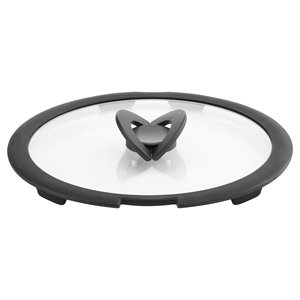 Tapa de Vidrio Transparente y Gris INGENIO 010244060124 con Asa Ahorradora de Espacio (24cm), Accesorio para Olla Lagostina, Utensilio de Cocina - Product Image 1