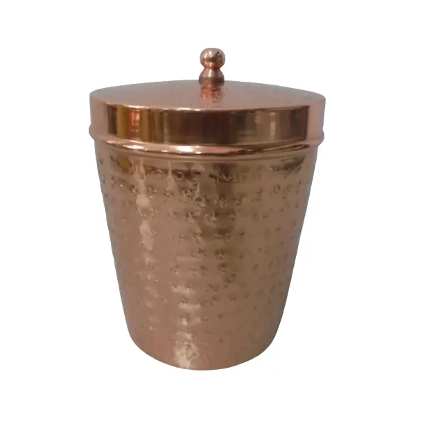 Boîte ronde en fer de conception antique finition de placage de cuivre pour la maison boîte de rangement de cuisine décorative personnalisée en gros en vrac