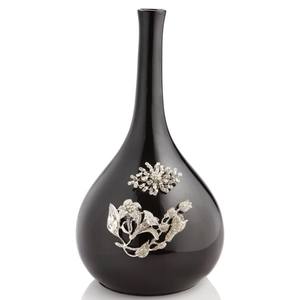 Vase de décoration de luxe au design créatif, centre de table pour fleurs, finition métallique noire - Product Image 2