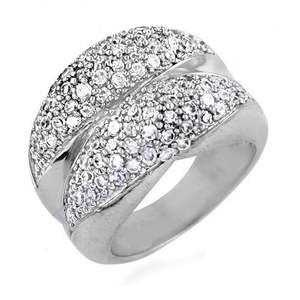 Bague de cocktail en argent pour femme avec zircone cubique pavé de cristaux - Product Image 2