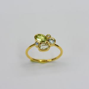 Anillo personalizable de 14K S925 chapado en oro con amatista y peridoto verde Diseño natural clásico para boda de compromiso ¡Listo para enviar! - Product Image 1