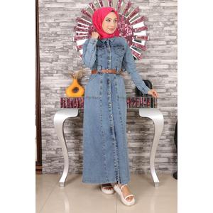 Robe en jean décontractée avec ceinture en cuir - Product Image 6