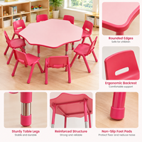 Ensemble table et chaises réglables en plastique Montessori pour la maternelle, coloré, pour activités créatives, arts et collations des tout-petits