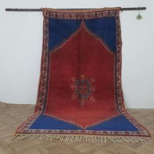 พรมโมร็อกโกแท้ ทำมือจากขนสัตว์ ลายเบอร์เบอร์แบบดั้งเดิม สไตล์วินเทจและโมเดิร์น สำหรับตกแต่งบ้าน - Product Image 1