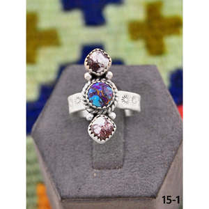 Bague artisanale du Sud-Ouest en magnésite violet dahlia et cheval sauvage avec argent sterling, ajustable, idée cadeau - Product Image 6