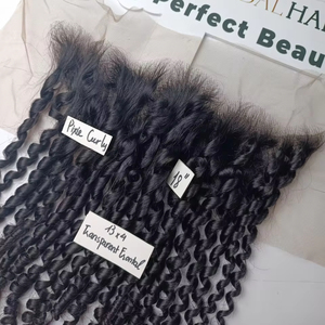High Quality 13x4 Transparents Lace Frontal Vietnamese Human Hair Pixie <b>Curly</b> Double Drawn Raw Hair <b>Bundles</b> - Product Image 1