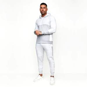 Autumn Custom Logo Reflective Tech Fleece Zipper Tracksuit Men's Hoodie Sweatshirt Sets Air Layer Cotton Men's Set Zipper Hoodie - Product Image 2