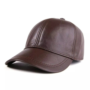 Casquette de sport à 6 panneaux de haute qualité au design tendance personnalisé Véritable cuir PU marron Casquette de baseball pour hommes - Product Image 6