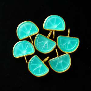 Colgante de Calcedonia Azul Cielo Tallado en Forma de Fruta Naranja, Plata de Ley, Oro Vermeil, Joyería de Cristal Curativo, Piedra Preciosa de Calcedonia - Product Image 6