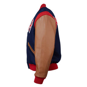 Vestes Letterman College en laine de haute qualité pour hommes, grande taille, support sur mesure, manches en cuir satiné, patchs de broderie, capuche pour - Product Image 5