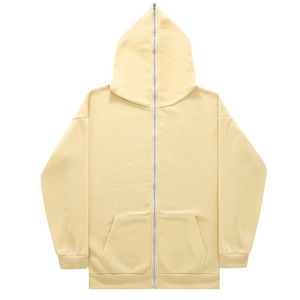 Venta al por mayor Logotipo de impresión personalizada diseño gota hombro en blanco liso algodón poliéster cremallera hombres de gran tamaño completo Zip up Sudadera con capucha - Product Image 6