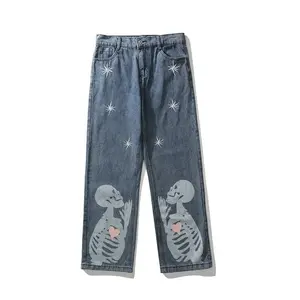 Jean en Denim imprimé 3D pour homme, taille plus, entièrement en coton, jambes droites, déchiré, mode, pantalon Cool