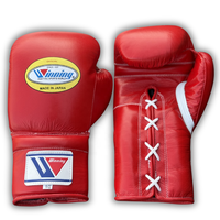 Profesyonel Kırmızı Galibiyetli Yetişkin Bağcıklı Boks Eldivenleri Hakiki Deri Kick Boks Antrenman Sparring Şok Emici Nefes Alabilen