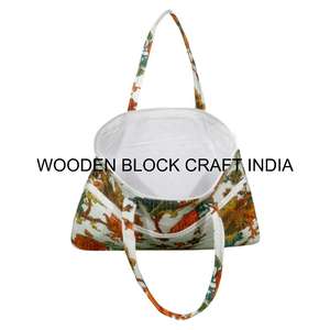 Bolsa de Portátil de Lujo Acolchada, Ligera y Hermosa, Hecha a Mano con Estampado Floral 100% Algodón, con Asa Moderna y Duradera de Estilo Vintage - Product Image 5