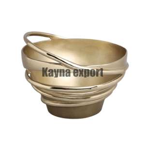 Cuenco de cristal con soporte chapado en oro con acabado esmaltado y hermoso diseño floral - Product Image 6