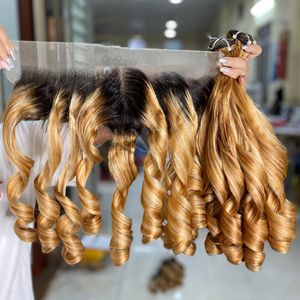 Prix de gros paquet de couleur bouny de cheveux humains non transformés avec frontal d'extensions de cheveux vietnamiens - Product Image 2