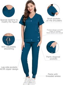 New Design Medical <b>Scrubs</b> Uniform <b>Sets</b> Unisex Doctors Nurses Hospital <b>Scrub</b> Suit Wholesale Custom Logo Workwear - Product Image 5