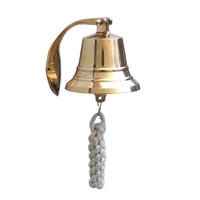 Campana de mano de latón con acabado chapado en oro antiguo, diseño en relieve de forma redonda, calidad Premium para religiosos, nueva