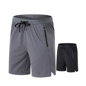 Pantalones cortos para correr para gimnasio de lona de cintura media informales para hombre al por mayor, 100% algodón, sólidos, ecológicos, transpirables, de secado rápido - Product Image 1