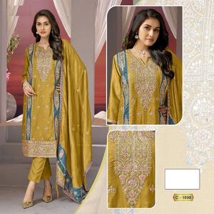 Nuevo traje Heavy Premium chin-non Silk con bordado y dupatta DE TRABAJO jarkan - Product Image 2