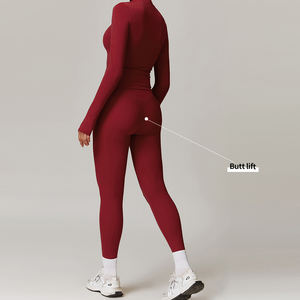 Ropa de alta calidad Pilates Gym Apparel 2 piezas Activewear Buttery Soft Athleisure Wear Conjuntos de Yoga de manga larga para mujeres - Product Image 5