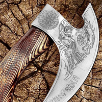 Hache de coupe-pizza Viking en acier au carbone véritable faite à la main 8.00 "manche en bois de frêne avec gaine
