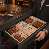 Humidor sur mesure pour salon de cigares, système d'humidification pour salle à cigares, mobilier de salon de cigares personnalisé, services de conception et de construction pour restaurants et bars