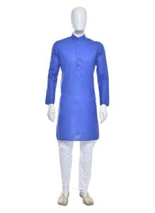 Toptan Satış Erkek Kraliyet Mavisi Kurta Pajama Takımı, Şenlikler, Kültürel Programlar ve Resmi Etkinlikler İçin İndirimli Fiyatlarla Mevcuttur - Product Image 2