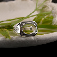 Echter 925er Sterlingsilber Ovaler Ring mit Krappenfassung für Herren, 16x12mm, Silberschmuck, Luxus-Großhandelskomponente, Geschenk für Ihn