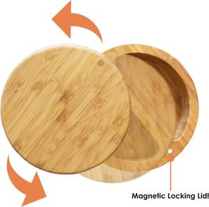 Bambú Sal Keeper Duet Sal y Pimentero Tazón, Salero y Caja de Almacenamiento con Dos Compartimentos, Tapa Giratoria Magnética - Product Image 3