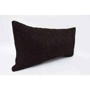 Coussin Patchwork Kantha en laine noire à rayures subtiles de 12x24 pouces Coussin tissé vintage - Product Image 3