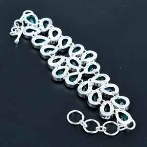 ทำด้วยมือ925เงินสเตอร์ลิงสร้อยข้อมือผู้หญิงปรับได้อัญมณีควอตซ์สีเขียวเครื่องประดับแฟชั่นของขวัญน่ารัก - Product Image 2