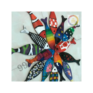 Set Of Wooden Fish Decorations For Wall Hanging Shelf Styling Or Crafting Coastal Themed Scenes - Product Image 5