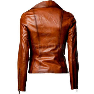 Vestes de moto d'hiver personnalisées grande taille en tricot solide en cuir véritable léger et décontractées pour femmes - Product Image 2