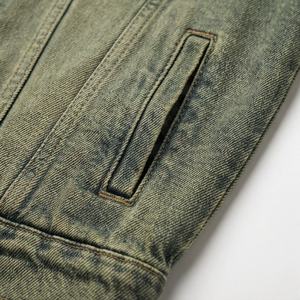 Distressed Customized Color Woman Denim Jacket Folded Cuffs Effortless Vintage Casual Street Style Fashion Stylish <b>Coat</b> Apparel - Product Image 5