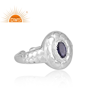 Handmade Design Fine Sterling Silver Natural Iolite Gemstone <b>Adjustable</b> <b>Ring</b> Jewelry Manufacturer - Product Image 3