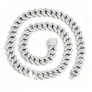 Kalung Rantai Cuban Berlian Penuh untuk Pria, Bahan Ramah Lingkungan, Gaya Hip-Hop, Laris Manis - Product Image 3