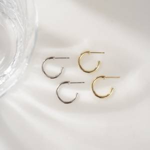 High Quality 12mm Small Diamond Cubic Zirconia Minimalist <b>Hoops</b> Dainty Gold Plated <b>Silver</b> <b>Hoop</b> <b>Earrings</b> Gift for Her - Product Image 2