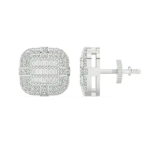 Excellent Geslepen Vs1 Helderheid Diamant Oorknopjes Voor Dames Mannen Vierkant-Vormig Echte Diamant In 10kt 14kt Rose Wit Geel Goud