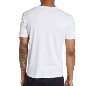 T-shirts personnalisés pour hommes à bas prix, col en V, blancs, vente en gros, 100 % coton, été, avec logo personnalisé, 2026 - Product Image 3