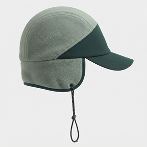 Unisex Winter Ski Hat Adjustable Chin Strap Flat Brim Plush Style Adult Size <b>Green</b> Gray Flock Embossed Fleece-Lined - Product Image 4