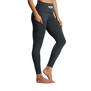 Legging de fitness en polyester 100% pour femmes pour pantalons à motif solide d'entraînement de yoga et de gymnastique avec couleur et design personnalisés - Product Image 2