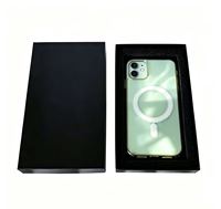 Boîte cadeau haut de gamme pour étui de téléphone portable avec couvercle et base en carton rigide, finition stratifiée, construction en double carton gris, estampage à chaud