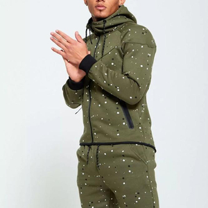 Survêtement en coton de haute qualité pour homme, vêtements de sport, personnalisé, avec impression d'écran à pois, à capuche - Product Image 5